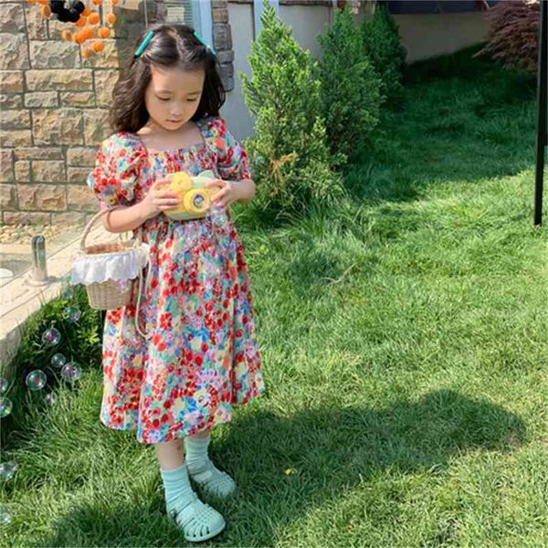 

summer arrival girls fashion floral dress kids princess dresses 210528, Red;yellow