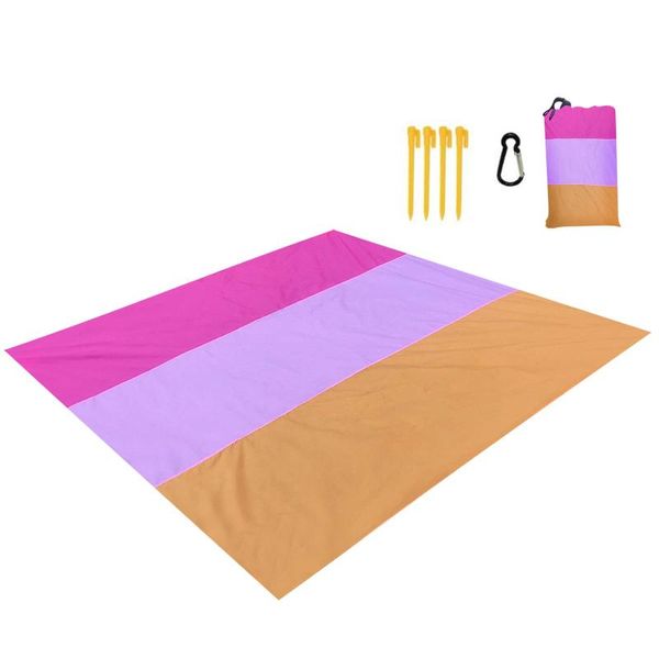 

beach mat waterproof picnic nylon pocket moisture-proof polyester plaid for camping travel outdoor pads