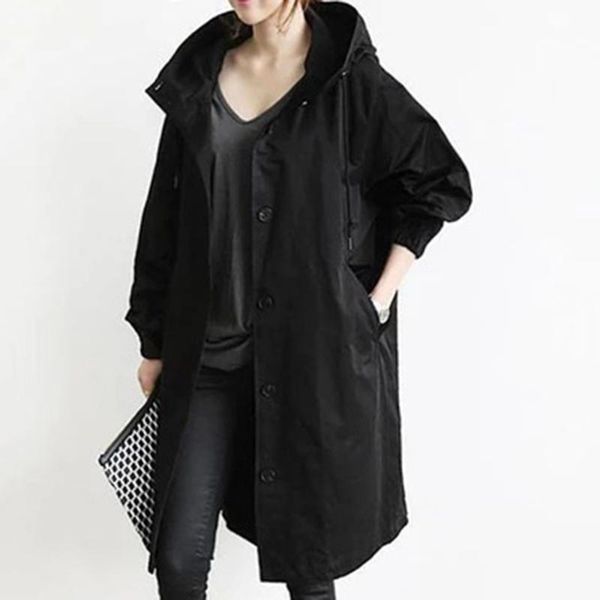 

women's trench coats 2021 japanese minimalism women overcoat multi-colored solid long sleeve fashionable casual suit fall clothing for, Tan;black