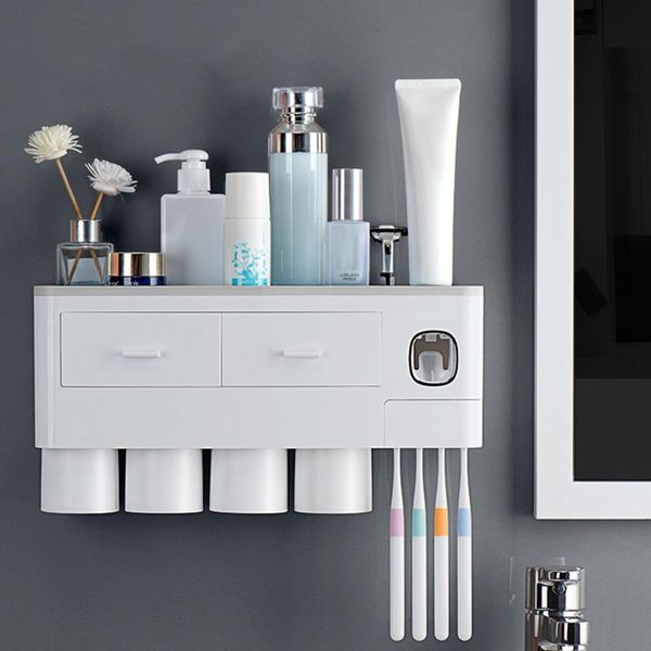 

toothbrush holders multifunctional washroom drawers cosmetic organizer wall mounted for bathroom holder automatic toothpaste dispenser
