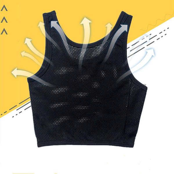 

women's shapers mesh chest binder tomboy trans les short shaper corset intimates underwear cosplay vest tank lesbian undershirt, Black;white