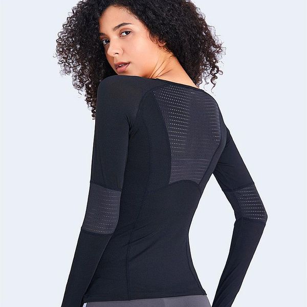 

yoga outfits zhangyunuo women high elastic gym mesh stitching nylon nude shirts body active backless womens workout fitness shirt, White;red