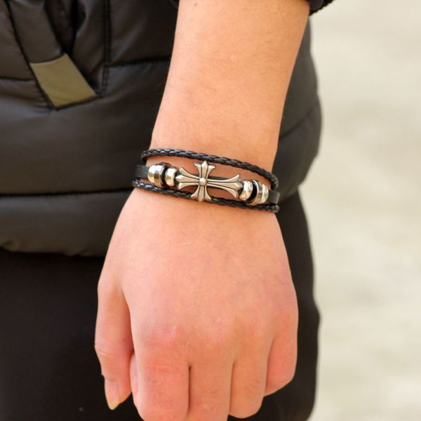 

luxury designers croxin bracelet new fashion brand croxin bracelet cross beaded multi-layer woven cow leather c/hrome/hearts, Golden;silver