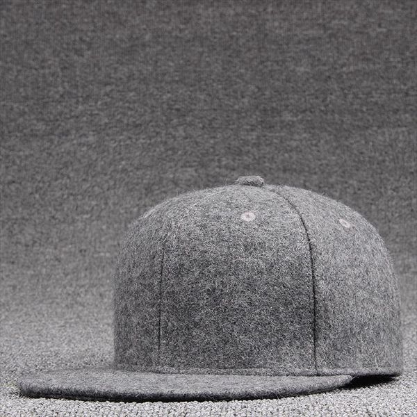 

wool felt snapback caps winter hip hop flat peaked cap solid skateboard hat men woolen baseball hats, Blue;gray