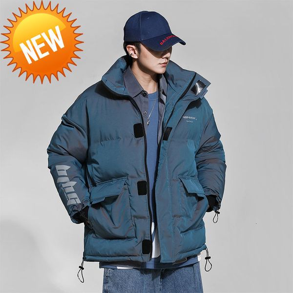

short glossy down jacket men 2021 new winter bread clothes tide brand couple thicken, Black