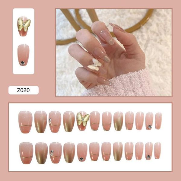 

false nails 2021 fake nail tips patch glue wearable full cover set auger solid color artificial art manicure tools accessories 24pcs/box, Red;gold
