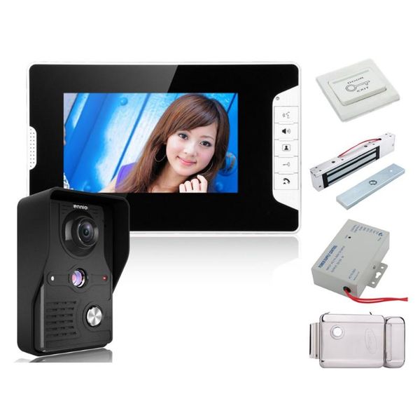 

home security 7 inch video door phone doorbell intercom kit camera system 1-camera 2-monitor+electronic locks phones