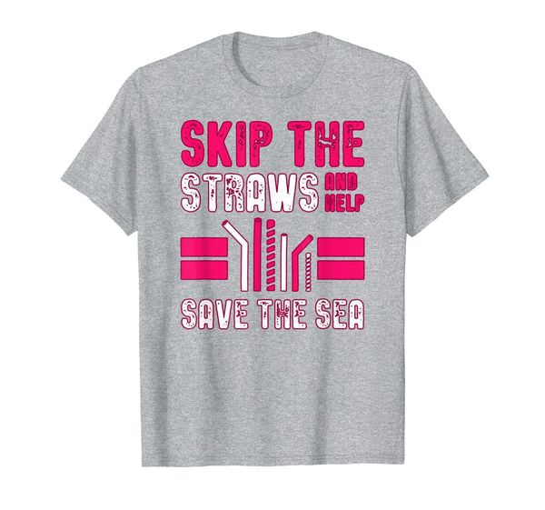 

skip plastic straws save the sea t-shirt, White;black