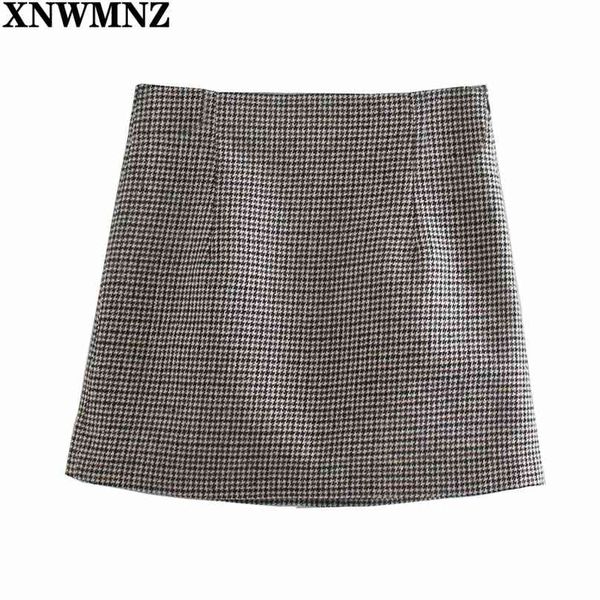 

women check mini skirt harajuku plaid chic high waist a-line s vintage invisible zipper ladies casual 210520, Black