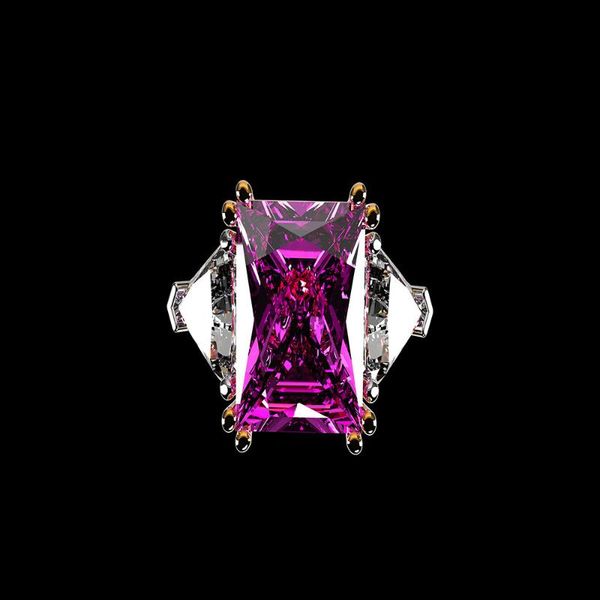 

wedding rings vintage female purple zircon stone ring classic gold silver color engagement charm crystal square for women, Slivery;golden