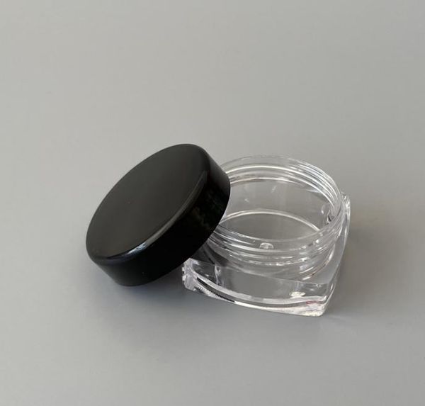 2022 NEU 50 Stück Kosmetikdosen dickwandig, quadratisch, Kosmetikbehälter aus Kunststoff, Verpackung – 5 Gramm (schwarzer oder klarer Deckel) + kostenloser Versand