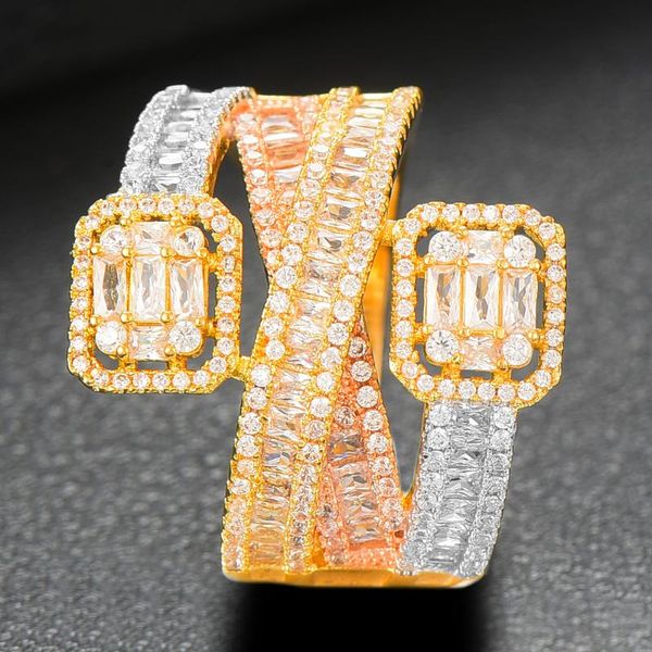 

wedding rings godki luxury shiny delicate big noble ring for women full cubic zircon fashion finger dubai jewelry bridal, Slivery;golden