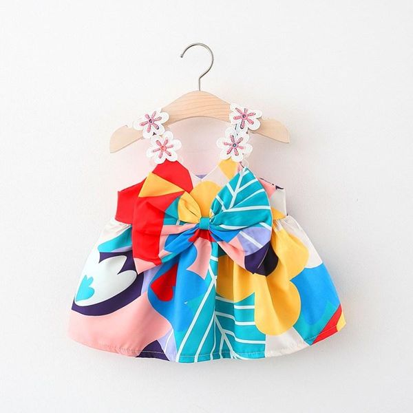 

baby girls bow print dress summer 2021 girl's dresses, Red;yellow