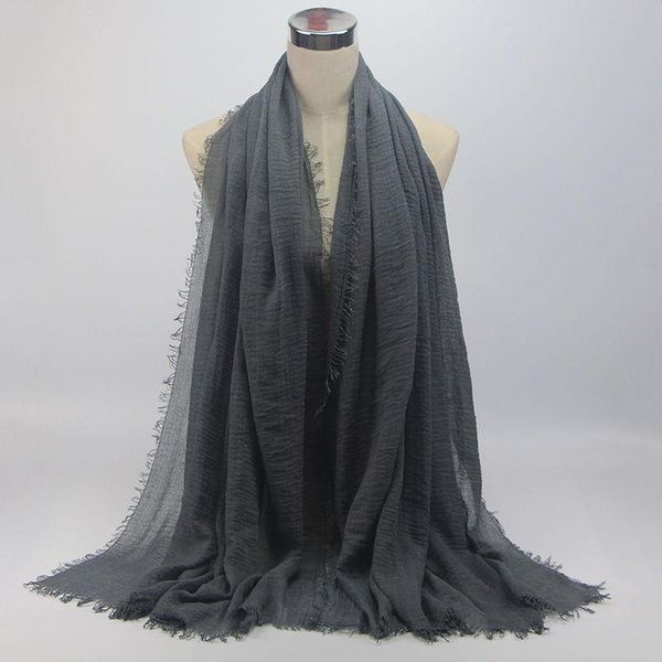 

scarves fashion women knitted cotton bubble scarf plain wrinkle solid causal tassel shawl wraps fringes pashmina, Blue;gray