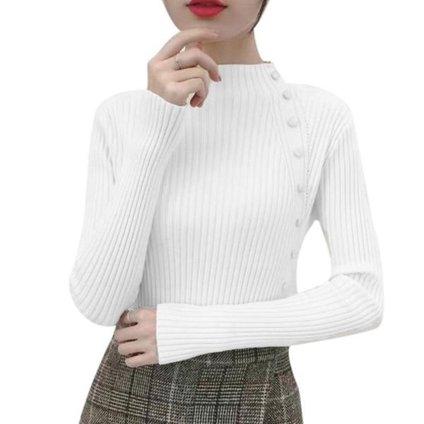 

women's sweaters autumn winter women knitted half-high collar long sleeve knitwear blouse sweater fashion slim warm female y2, White;black