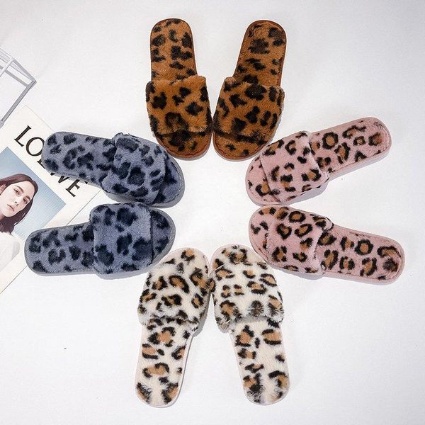 

winter fashion women house slippers faux fur keep warm slip on flats black pink non-slip slipper home furry