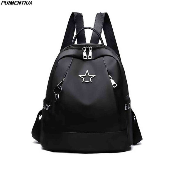 

black women's backpack pu leather travel female shoulder bag multifunctional soft rucksack small school backpack for teenagers y1105