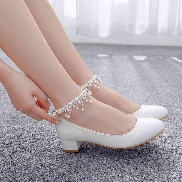 

crystal queen women's high heels water drill pendant chain bride party 3cm pointed toe shallow mouth shoes 210907, Black