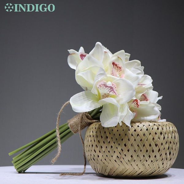 

pcs/lot 5 colors cymbidium orchids style bride banquet real touch flower wedding party decorative flowers & wreaths