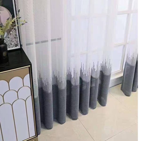 

gray white gradual change fashion simple pattern bedroom living room window screen curtain & drapes
