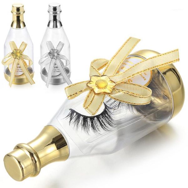 

2021 creative gold silver drift bottle style eyelashes packaging box with transparent lash tray storage case container1