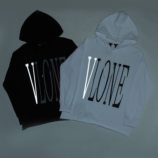 

fashion fleece hoodies shanghai limited fujiwara super reflective base big v beauty trend hip hop street loose hooded men's sweater, Black