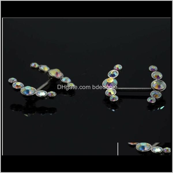 

drop delivery 2021 good jewelry rings five ab white diamond barbell 1dot6x16mm nipples at both ends selling body nipple ring m1pjl, Silver