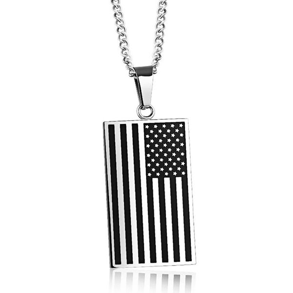 

pendant necklaces fashion dog tag necklace chain stainless steel american flag statement jewelry for women men#ew30, Silver