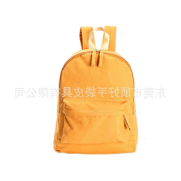 

canvas backpack school handbag yellow zipper
