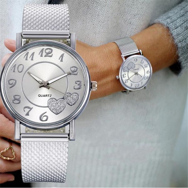 

wristwatches die neueste mode damen mesh gurtel uhr wilden dame kreative geschenk, Slivery;brown