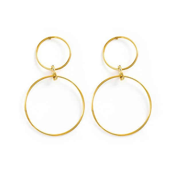 

dangle & chandelier style stainless steel geometric earrings european and american minimalist big hoop wholesale, Silver