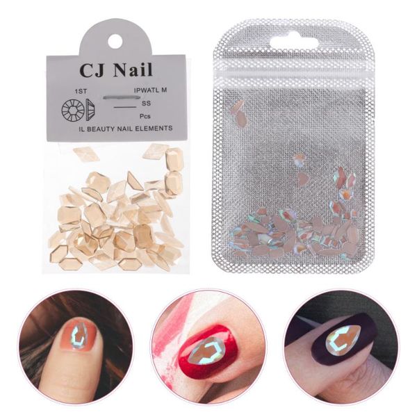 

nail drill & accessories 2 packs/100pcs manicure flat-bottomed aurora rhinestone art diy adornment