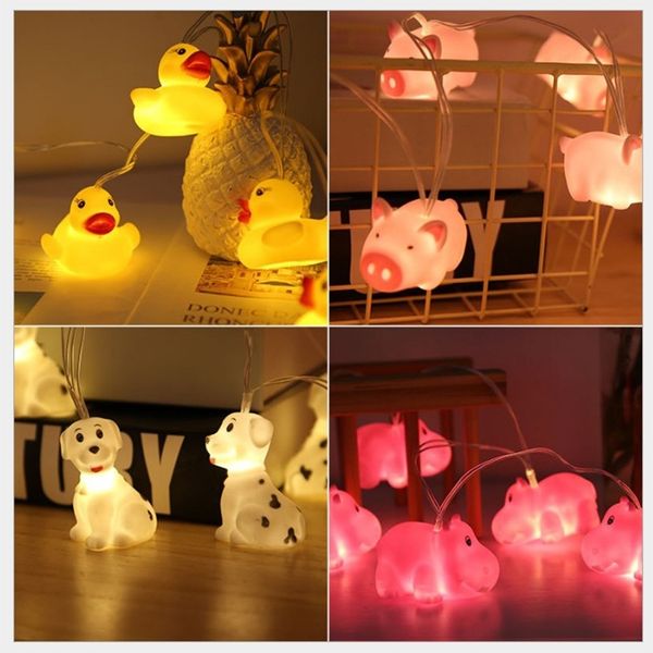 

10 animal model battery enamel lamp string silly children's room night light