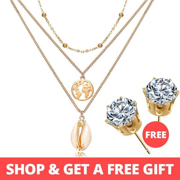 

pendant necklaces buy 1 get gift gold sliver multi layer necklace for women shell choker & pendants 2021 female ocean fashion jewelry, Silver