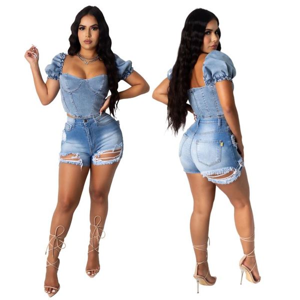 

fashion washed mid-waist all-match denim shorts women's jeans, Blue