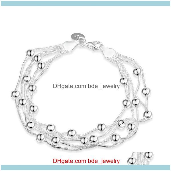 Gioielli con ciondoli Braccialetti con ciondoli Semplice sferico Sier Bracciale con chiusura a moschettone 925 Sterling Gioielli da sposa da donna carini Drop Delivery 2021 Qirap