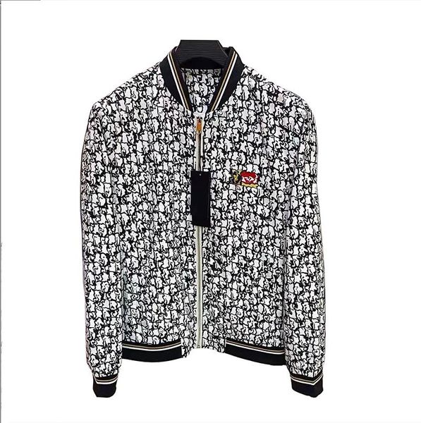 

2021 men's baseball jacket stripe printed zipper uniform fashion matching winter warm clothes asia code m-3x#90, Black;brown