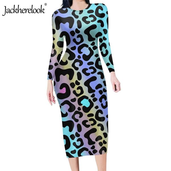 

casual dresses jackherelook gradient leopard print elagant womens midi pencil office ladies vestidos bodycon dress for teen girls, Black;gray