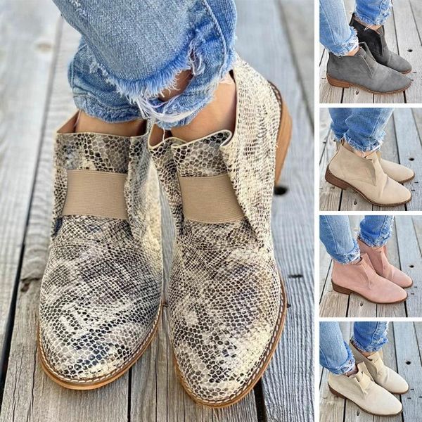 

boots women's ankle 2021 ladies fashion casual square thick heels short slip on lightweight walking comfort shoes #40, Black