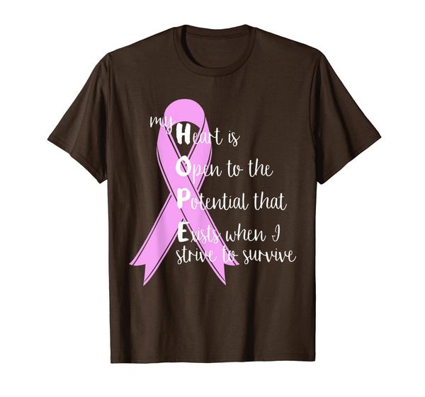 

hope breast cancer survival awareness ribbon saying t-shirt, White;black