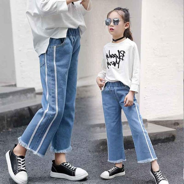 

girls wide leg jeans spring autumn kids blue denim pants students leisure cotton trousers for girls4 6 8 10 12years