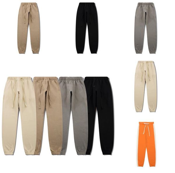 

designer winter women fog essentials jogger long pants trousers joggers mens essential jogging casual trouser orange stripe botton men women, Black