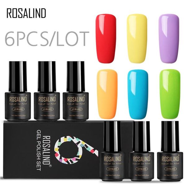 

nail polish rosalind 6pcs/lot 7ml soak-off gel uv long-lasting set for manicure lacquer art tools glitter