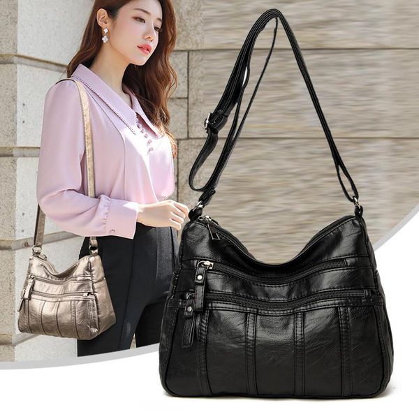 

casual women handbags soft pu leather crossbody bags for 2021 luxury shoulder messenger tote bag sac
