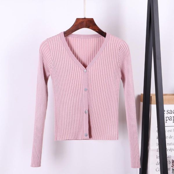 

women's knits & tees spring slim v neck women knitted cardigans long sleeve cropped sweater outerwear fashion striped knitwear, White