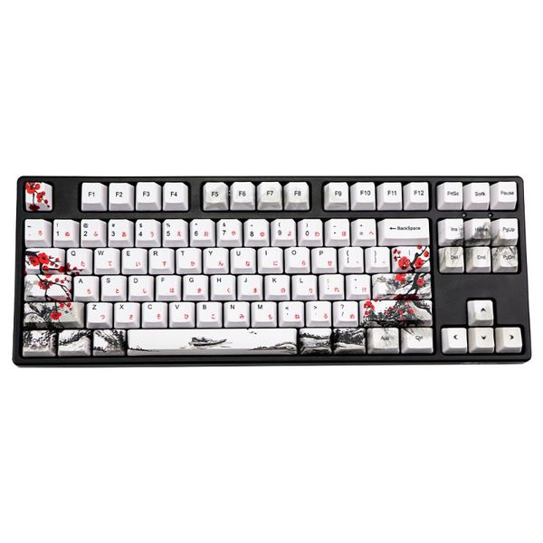 

keyboards novelty allover dye subbed plum blossom110 keys oem profile keycap for diy mechanical keyboard korean japanese character keycaps