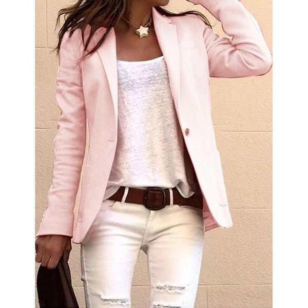 

spring and autumn leisure long sleeve slim suit coat women's small suits & blazers, White;black