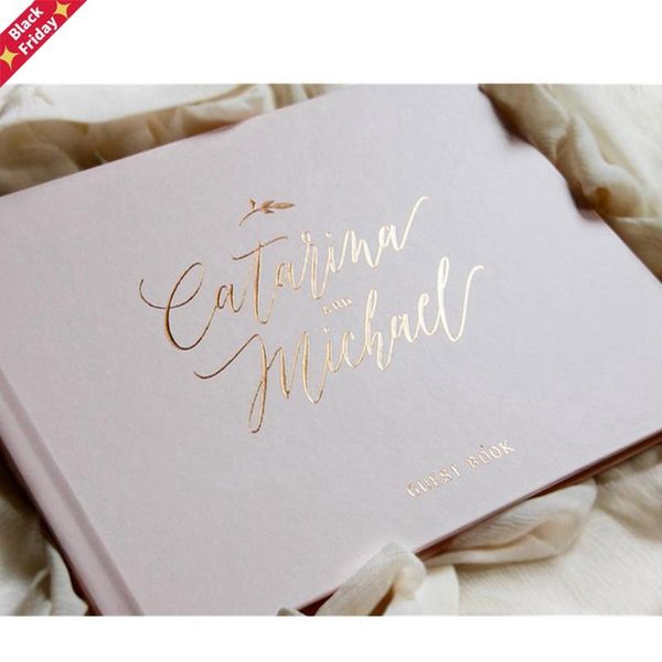 

personalized wedding guest book rose gold foil engagement keepsake horizontal custom modern honeymoon po other event & party supplies