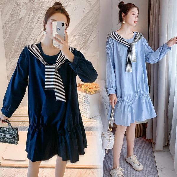 

maternity dresses 822# dress spring autumn long sleeve easy matching loose stylish for pregnant women mom, White