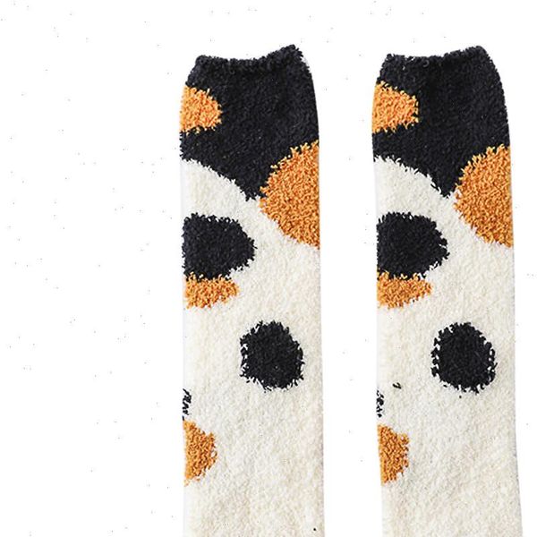 

funny animal paw cashmere socks womens legging men winter warm sock extremely cozy cat claw ankle sleep bed floor sox, Black
